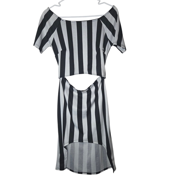 Striped Black and White Midi Dress Halloween Costume - Picture 1 of 7